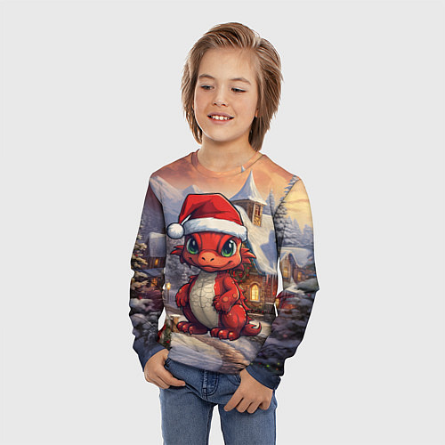 Детский лонгслив Дракоша 2024 новогодний символ года / 3D-принт – фото 3