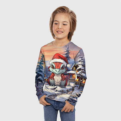 Детский лонгслив Красный дракончик 2024 / 3D-принт – фото 3