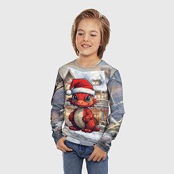 Лонгслив детский Красный маленький дракон 2024, цвет: 3D-принт — фото 2