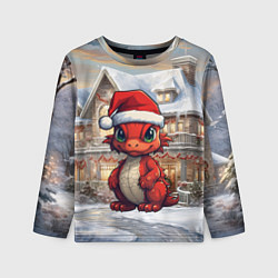 Лонгслив детский Красный маленький дракон 2024, цвет: 3D-принт