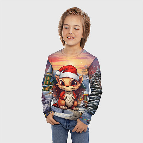 Детский лонгслив Новый год 2024 символ года дракон / 3D-принт – фото 3