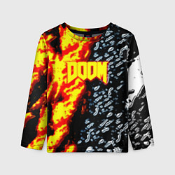 Лонгслив детский Doom огненное лого, цвет: 3D-принт