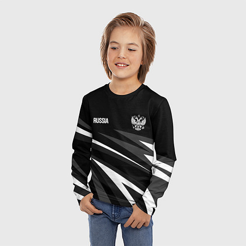 Детский лонгслив Russia - black and white geometry / 3D-принт – фото 3