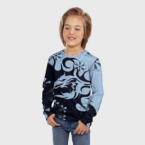 Детский лонгслив Дракон со снежинками / 3D-принт – фото 3
