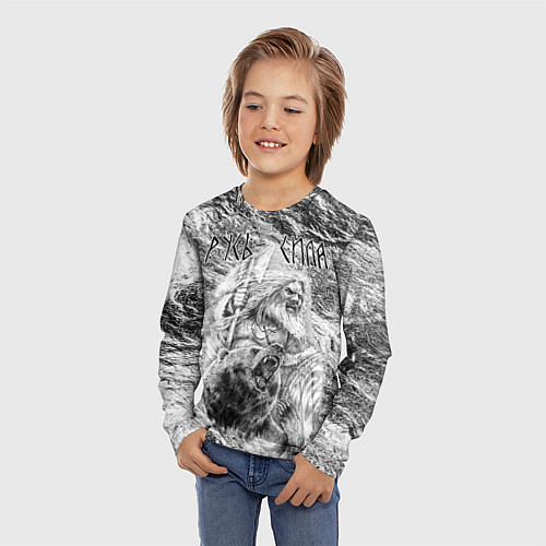 Детский лонгслив Воин с топором и медведь / 3D-принт – фото 3