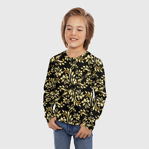 Детский лонгслив Gold khokhloma / 3D-принт – фото 3