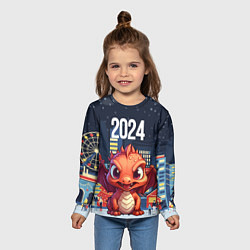 Лонгслив детский Рыжий дракон 2024, цвет: 3D-принт — фото 2