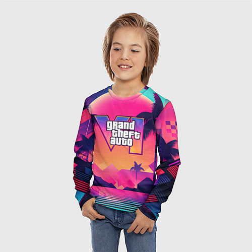 Детский лонгслив GTA 6 закат солнца / 3D-принт – фото 3