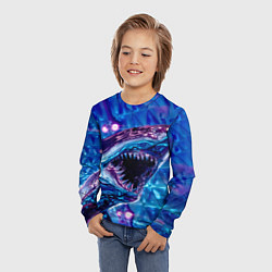 Лонгслив детский Фиолетовая акула, цвет: 3D-принт — фото 2
