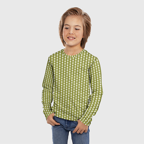 Детский лонгслив Тёмный оливковый кружочки / 3D-принт – фото 3