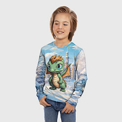 Лонгслив детский Зеленый дракоша 2024, цвет: 3D-принт — фото 2