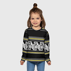 Лонгслив детский Греческие линии жёлтые и белые, цвет: 3D-принт — фото 2