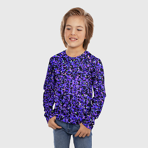 Детский лонгслив Фиолетовая мозаика / 3D-принт – фото 3
