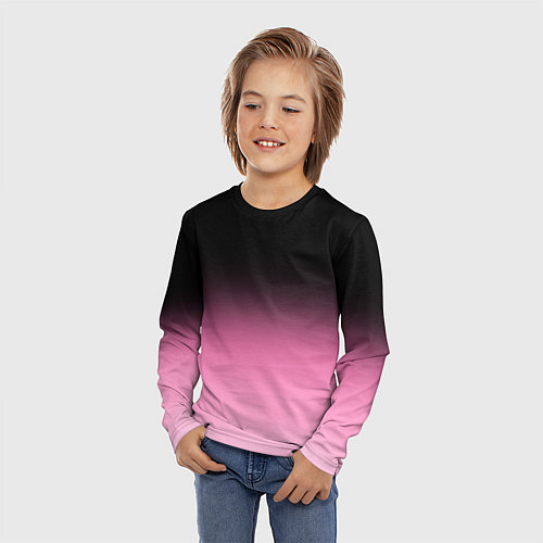 Детский лонгслив Черно-розовый градиент / 3D-принт – фото 3