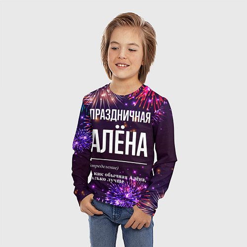 Детский лонгслив Праздничная Алёна: фейерверк / 3D-принт – фото 3