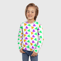 Лонгслив детский Яркие треугольники, цвет: 3D-принт — фото 2