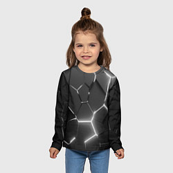 Лонгслив детский Чёрные плиты разломы броня, цвет: 3D-принт — фото 2