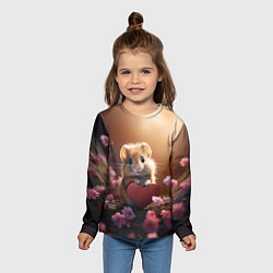 Лонгслив детский Милый маленький хомячок с сердечком, цвет: 3D-принт — фото 2