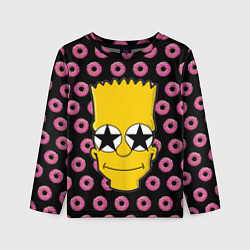 Лонгслив детский Барт Симпсон на фоне пончиков, цвет: 3D-принт