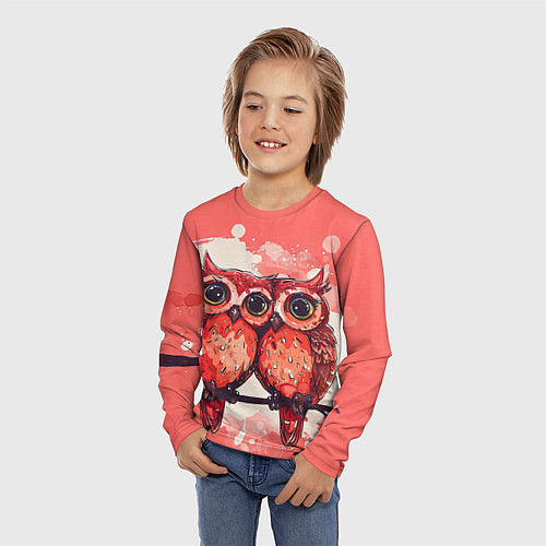 Детский лонгслив Влюбленные совушки / 3D-принт – фото 3