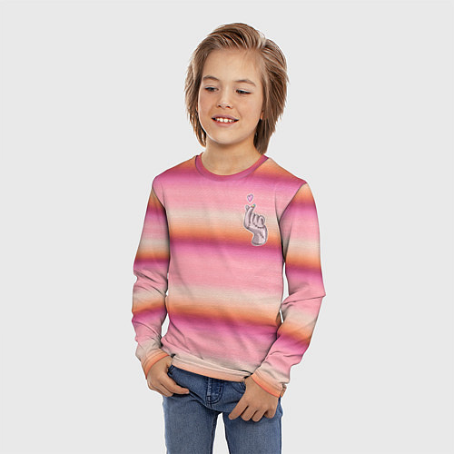 Детский лонгслив Рука-Вещь: текстура свитера Энид из сериала Уэнсде / 3D-принт – фото 3