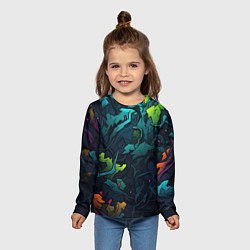 Лонгслив детский Кислотная яркая абстракция в камуфляжном стиле, цвет: 3D-принт — фото 2