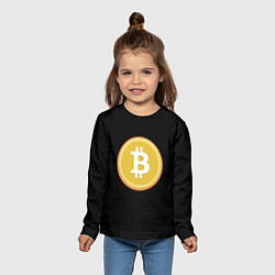 Лонгслив детский Биткоин желтое лого криптовалюта, цвет: 3D-принт — фото 2