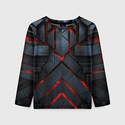 Лонгслив детский Красное свечение в черной абстракции, цвет: 3D-принт