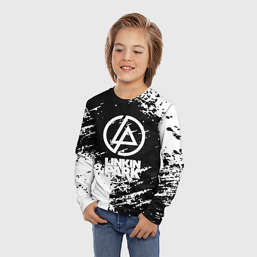 Детский лонгслив Linkin park logo краски текстура / 3D-принт – фото 3