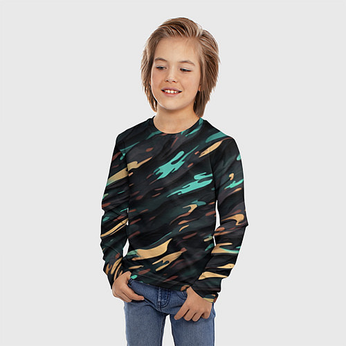 Детский лонгслив Акватический поток / 3D-принт – фото 3