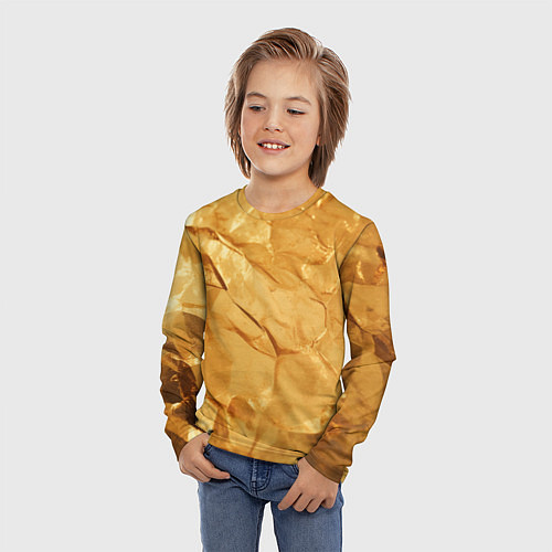 Детский лонгслив Золотая поверхность камня / 3D-принт – фото 3