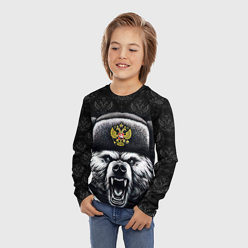 Детский лонгслив Русский медведь / 3D-принт – фото 3