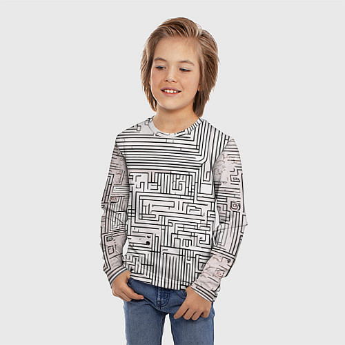 Детский лонгслив Лабиринт чб / 3D-принт – фото 3
