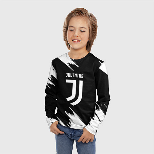 Детский лонгслив Juventus краски текстура / 3D-принт – фото 3