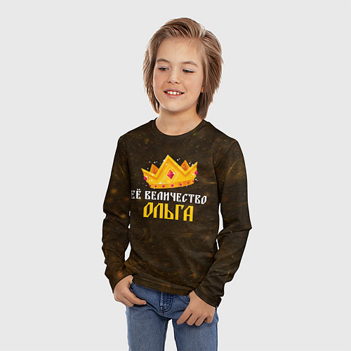 Детский лонгслив Корона её величество Ольга / 3D-принт – фото 3