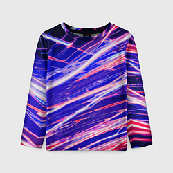 Лонгслив детский Белые и красные линии на синем фоне, цвет: 3D-принт