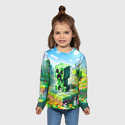 Лонгслив детский Крипер - нейросеть, цвет: 3D-принт — фото 2