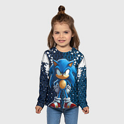 Лонгслив детский Sonic - splash and logo, цвет: 3D-принт — фото 2