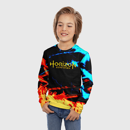 Детский лонгслив Horizon zero dawn огонь и лёд / 3D-принт – фото 3