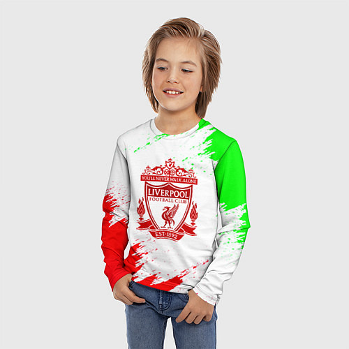Детский лонгслив Liverpool краски спорт / 3D-принт – фото 3
