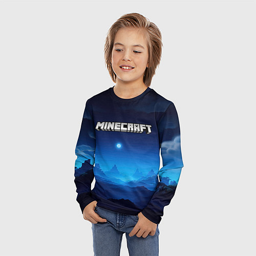 Детский лонгслив Minecraft logo night / 3D-принт – фото 3