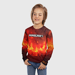 Лонгслив детский Minecraft logo fire, цвет: 3D-принт — фото 2