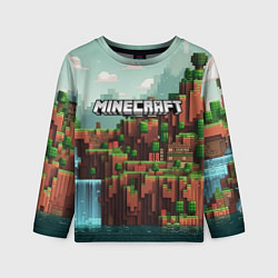 Лонгслив детский Minecraft logo квадратный мир, цвет: 3D-принт