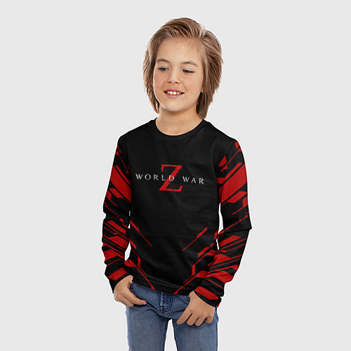 Детский лонгслив World war z текстура геометрия / 3D-принт – фото 3