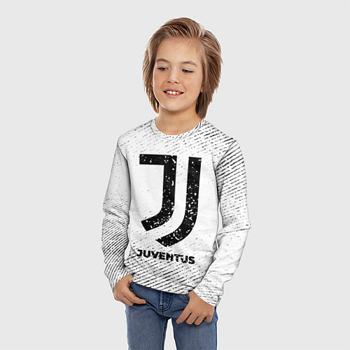 Детский лонгслив Juventus с потертостями на светлом фоне / 3D-принт – фото 3