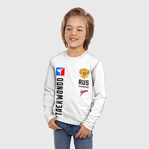 Детский лонгслив Тхэквондо Россия / 3D-принт – фото 3