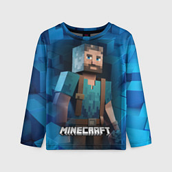 Лонгслив детский Minecraft персонаж синий фон, цвет: 3D-принт