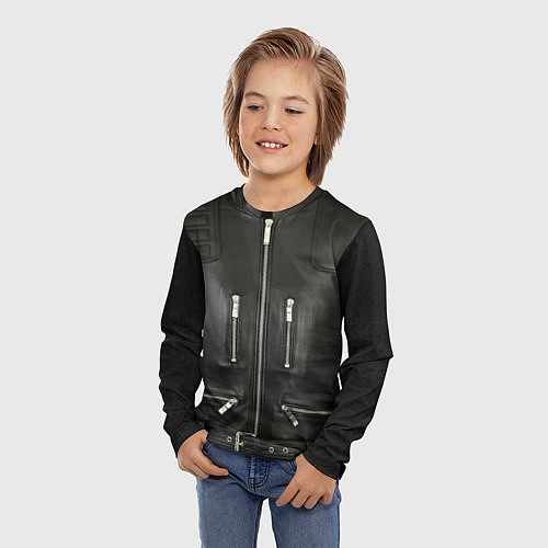 Детский лонгслив Terminator first - leather jacket / 3D-принт – фото 3