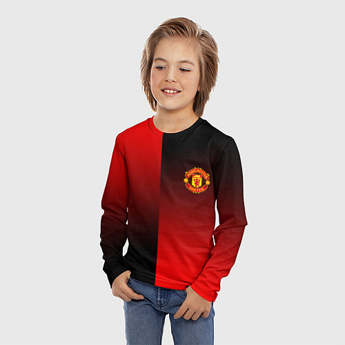 Детский лонгслив Манчестер Юнайтед градиент спорт / 3D-принт – фото 3