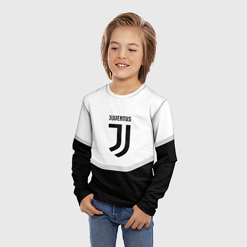 Детский лонгслив Juventus black geometry sport / 3D-принт – фото 3